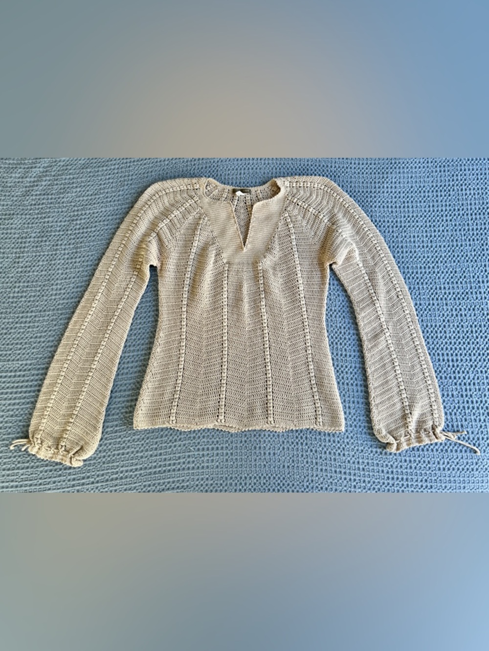 J.Crew Women's Cream Woven Knit V-Neck Sweater - Picture 7 of 8